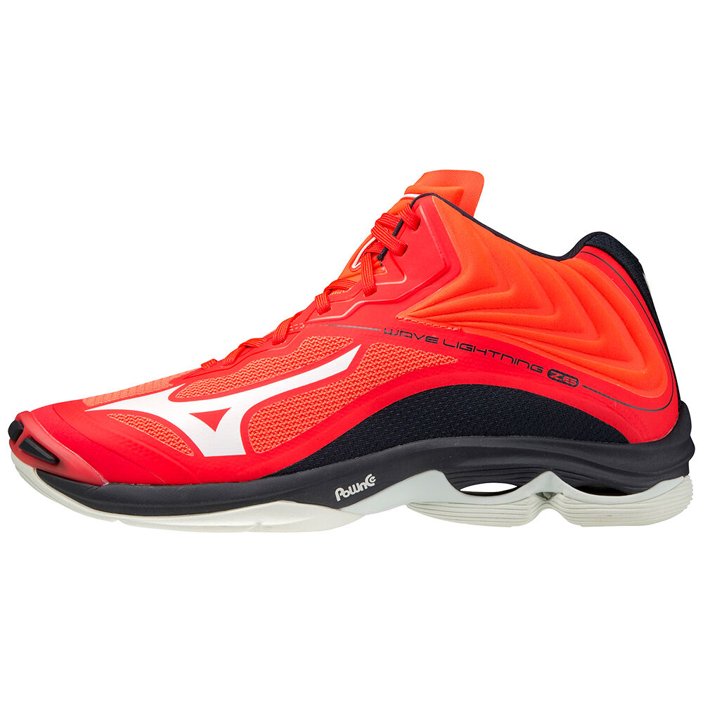 Sapatilhas Voleibol Mizuno Wave Lightning Z6 Mid - Homem - Laranja/Branco/Azuis - THLWE9143